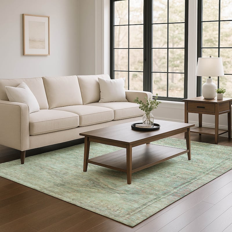 Premium Washable Super Soft Vintage Traditional Mayfield Rug - Teal - 8' x 10'