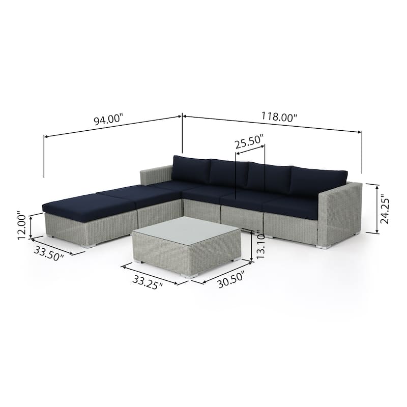 Santa Rosa Outdoor 7-piece Wicker Sectional Sofa Set with Cushions by Christopher Knight Home