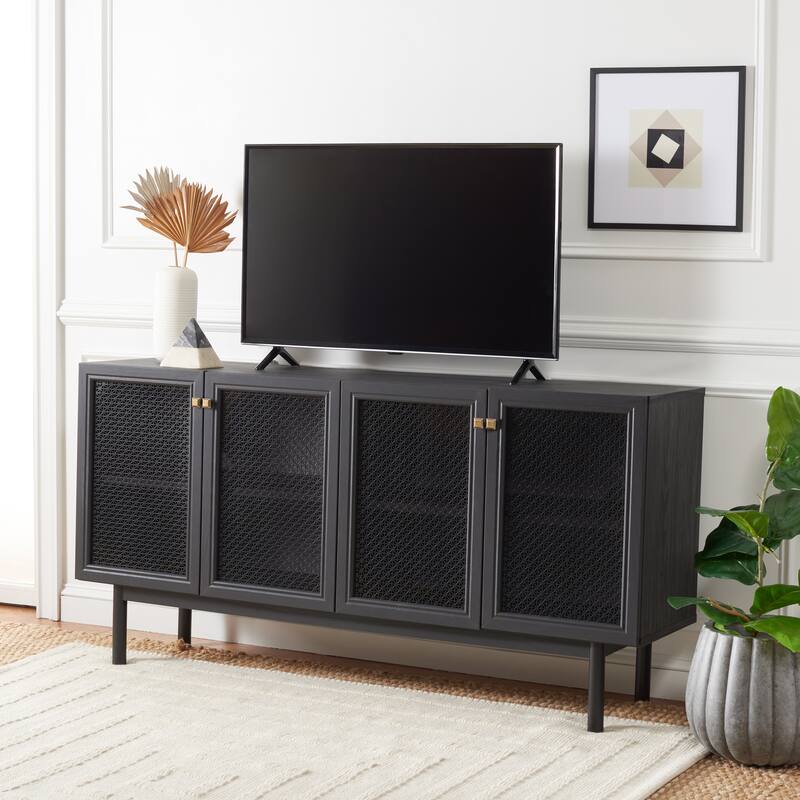 SAFAVIEH Home Piran 63-inch 4 Door 2 Shelf Media Stand. - 63"Wx16"Dx32"H