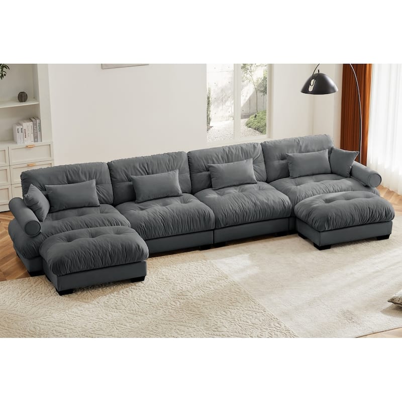 166" Modular U-shaped Sectional Sofa Cloud Couch with Movable Ottomans