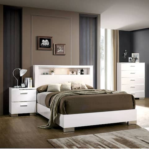 Furniture of America Champs Solid Wood Storage 3-piece Queen Bed Set