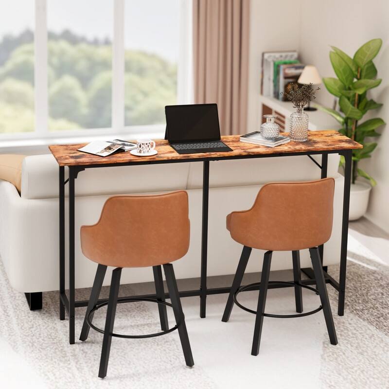 63'' Counter Height Bar Dining Table with Metal Frame , Pub Sofa Table for Kitchen and Living Room - N/A