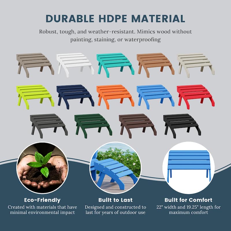 Polytrends Altura Outdoor Adirondack Folding Ottoman
