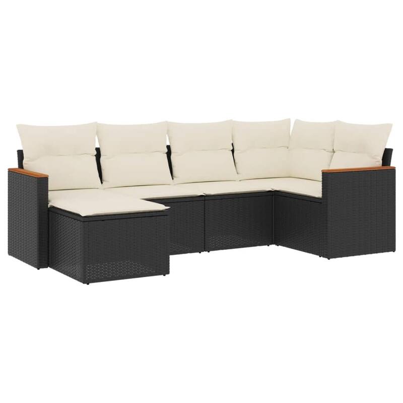 vidaXL Patio Sofa Set with Cushions Outdoor Conversation Furniture Poly Rattan - 21.7 x 21.7 x 14.6 in