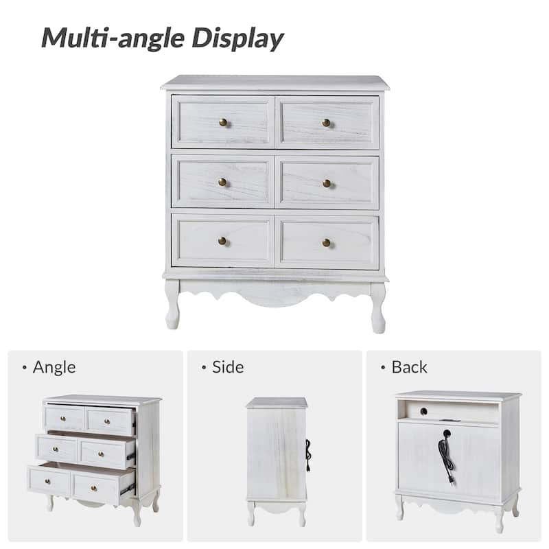 Pallantium Farmhouse 30"Tall Distressed 3-Drawer Nightstand With Solid Wood Legs and Adjustable Feet Set Of 2 by HULALA HOME