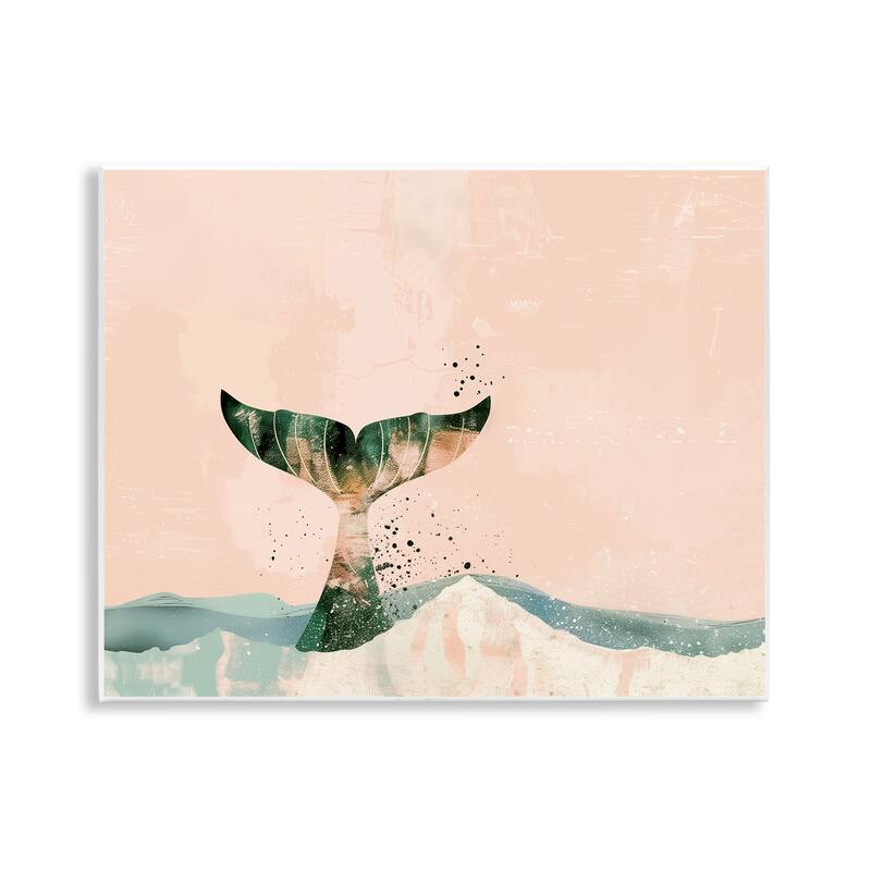 Stupell Pink Abstract Whale Tail Wall Plaque Art Design By Arlington Prints - 14 x 11