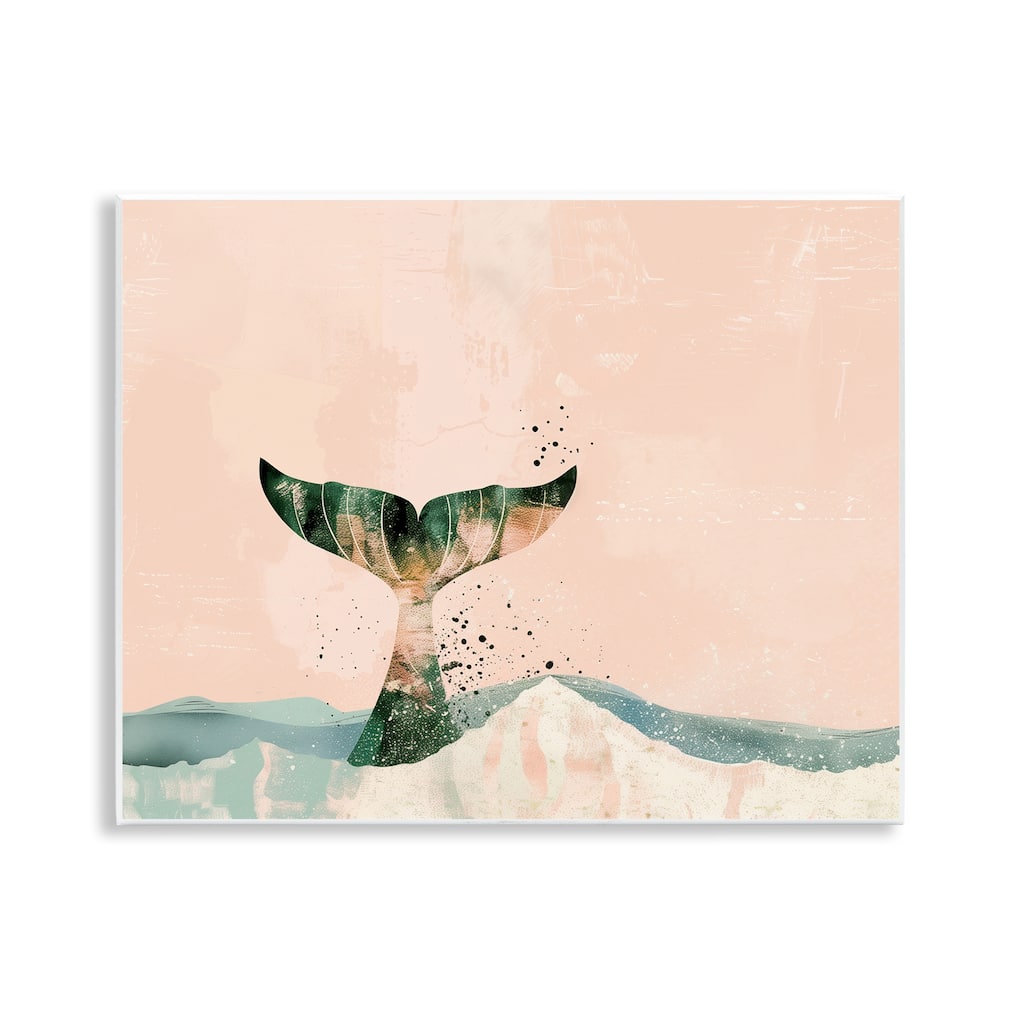 Stupell Pink Abstract Whale Tail Wall Plaque Art Design By Arlington Prints
