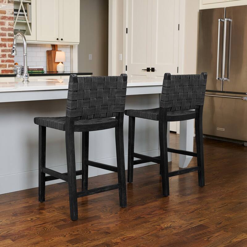 Maven Lane Noah Kitchen Dining Stool with Vegan Leather