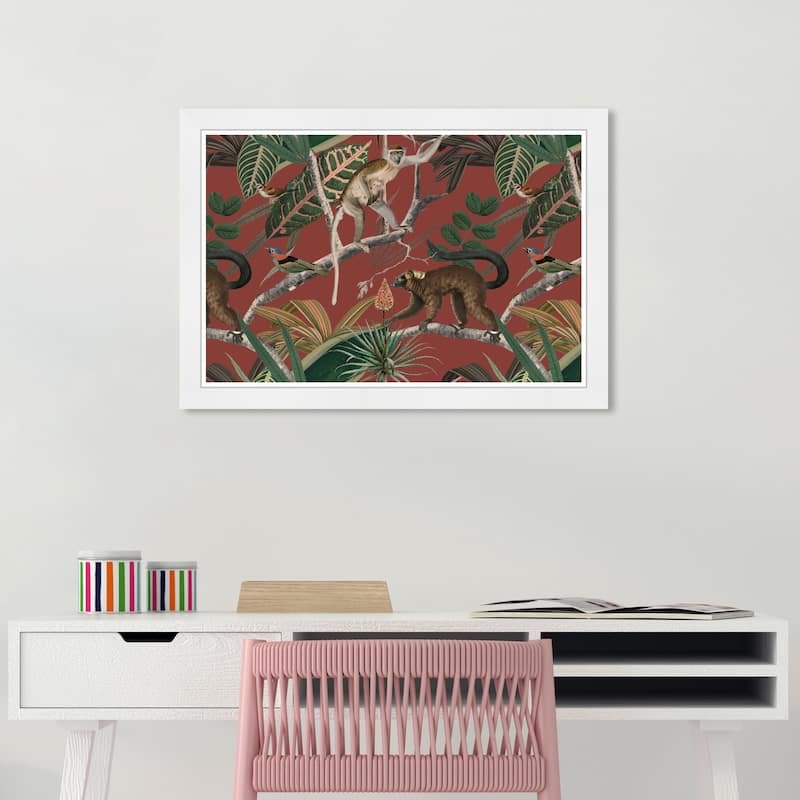 Wynwood Studio Prints Animals Manera Jungla Brown and Army Green Traditional Wall Art Canvas Print - White