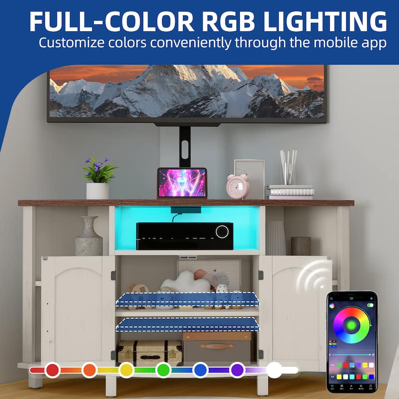 Moasis Farmhouse Corner TV Stand and Entertainment Center with Mount for Living Room