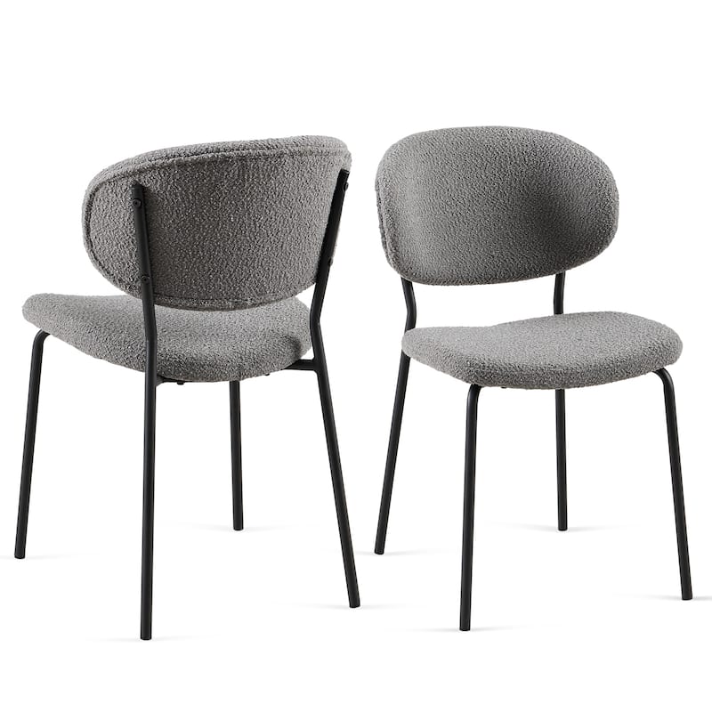 Boucle Fabric Dining Chairs Set of 2,Dining Chairs with Metal Legs for Dining Room, Kitchen, Living Room