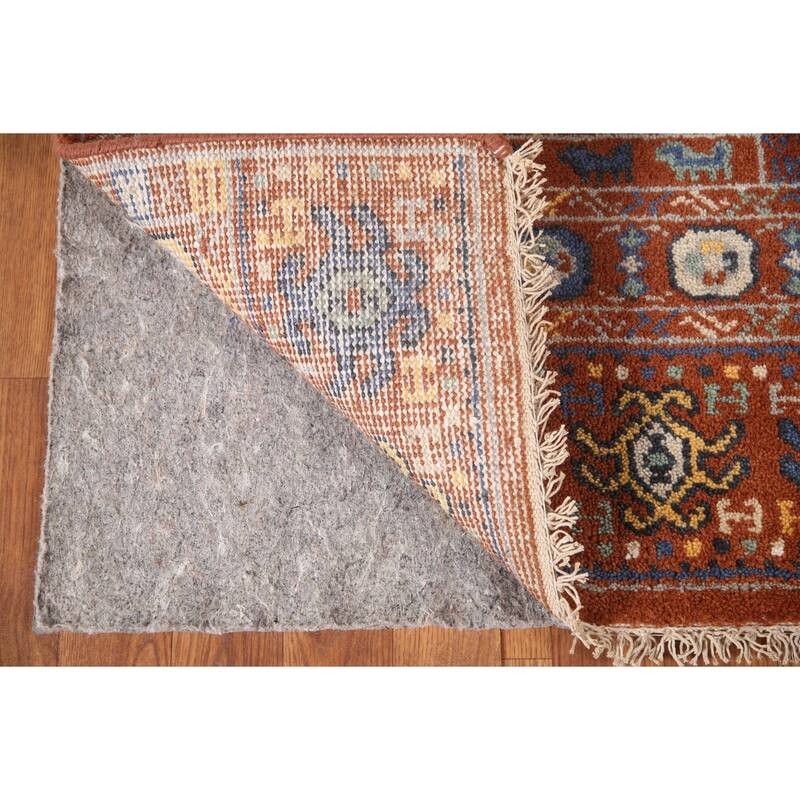 Orange Khotan Runner Rug Hand-Knotted Wool Carpet - 2'6"x 8'0"