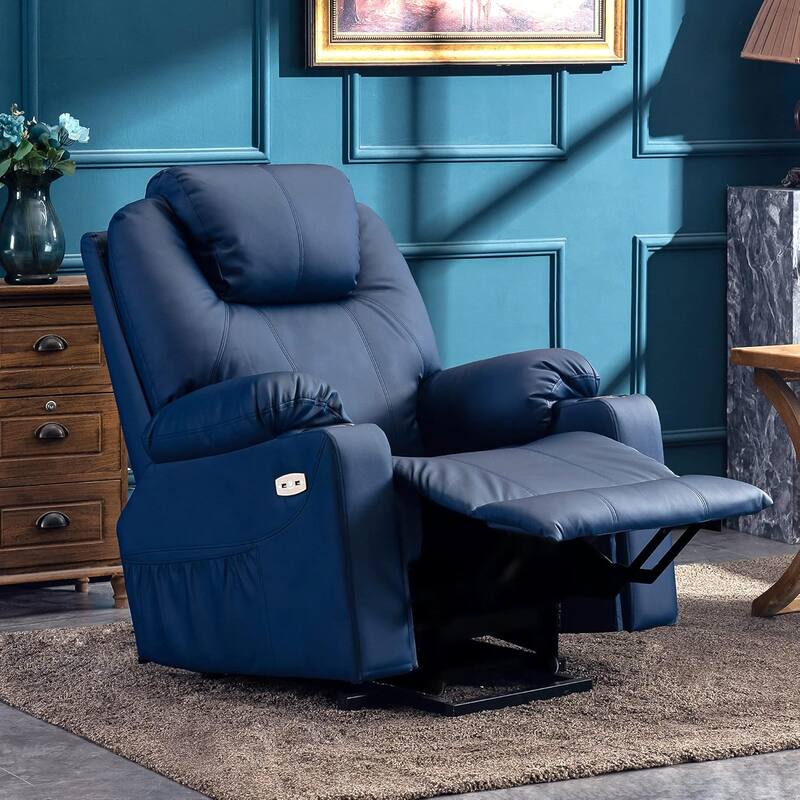 MCombo Electric Power Lift Recliner Chair Sofa with Massage and Heat, 3 Positions, USB Ports, Faux Leather 7040