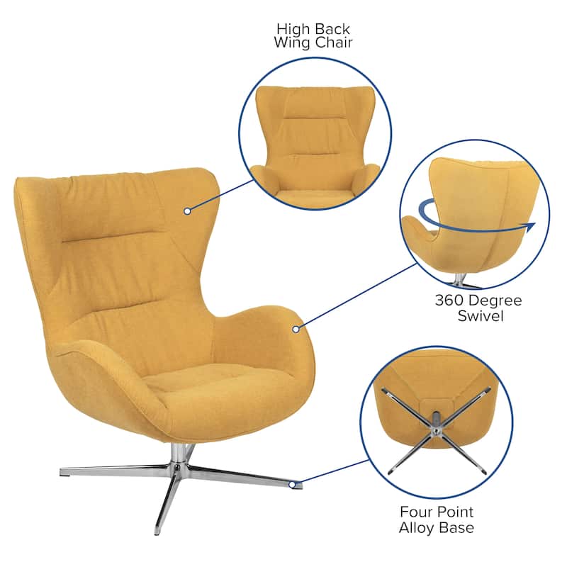 Home and Office Retro Swivel Wing Accent Chair - 35"D x 32.5"W x 40.5"H