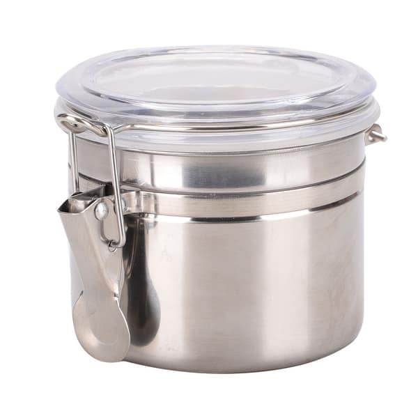mDesign Medium Kitchen Glass Canister, Airtight Metal Lid - Clear/White