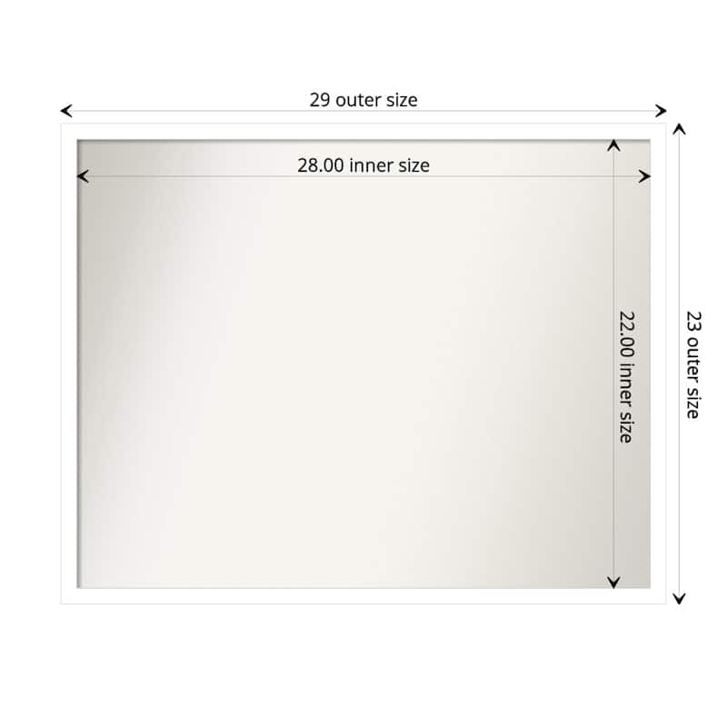 Non-Beveled Wood Bathroom Wall Mirror - Svelte White Frame - 29 x 23 in - Svelte White