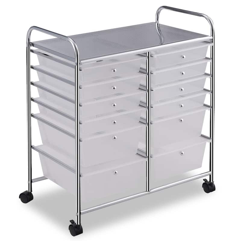12-Drawers Rolling Storage Cart with Organizer Top - See Details
