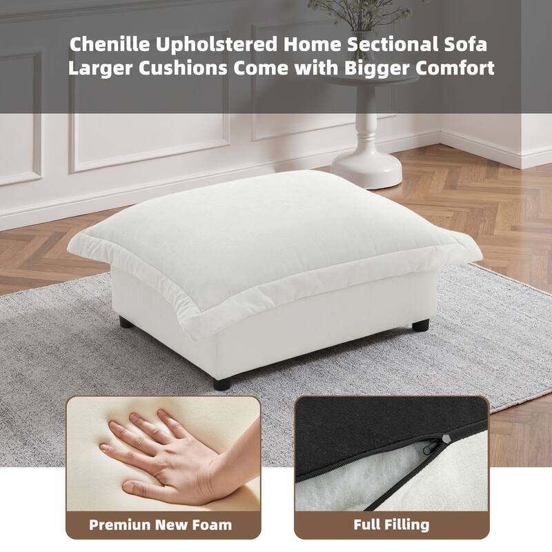 Modern Chenille Cloud Accent Ottoman