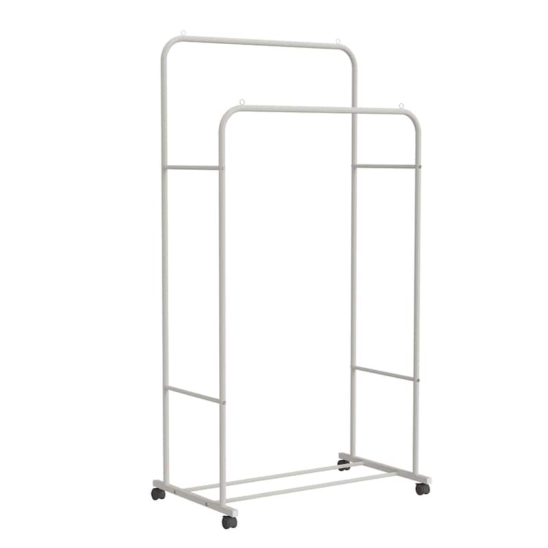 Heavy Duty Clothes Rack Double Rod Clothing Stand with Shelf - 31.4x20x61 inch