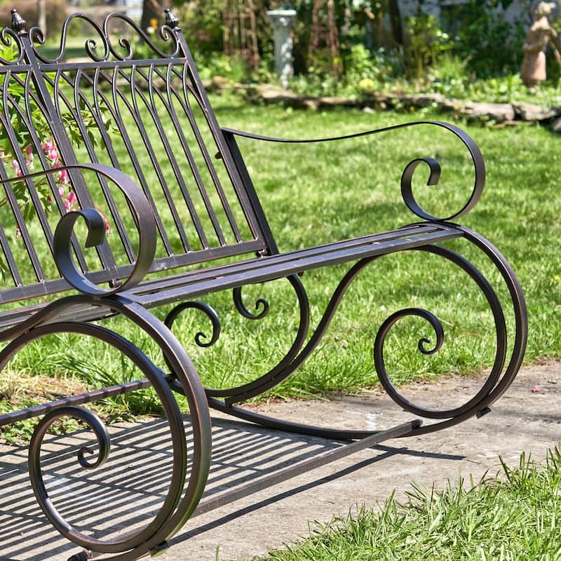 Iron Rocking Garden Bench "Tatiana" in Antique Bronze