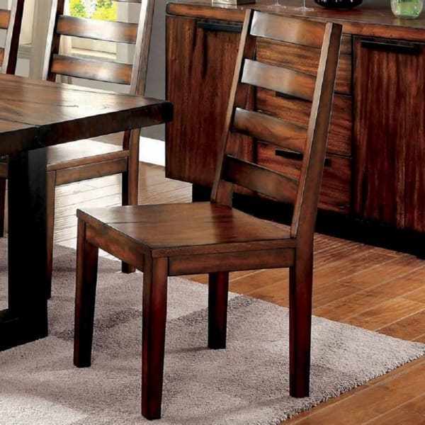 Tobacco Oak Finish Solid wood Industrial Style Kitchen Set of 2 Dining  Chairs Ladder Back Chairs Dining Room Furniture - Bed Bath & Beyond