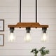 preview thumbnail 6 of 67, Farmhouse Linear Chandelier Rustic Wood Kitchen Island Lighting Dining Room Pendant Light Fixture with Seeded Glass Shade 3 Light-19.68"