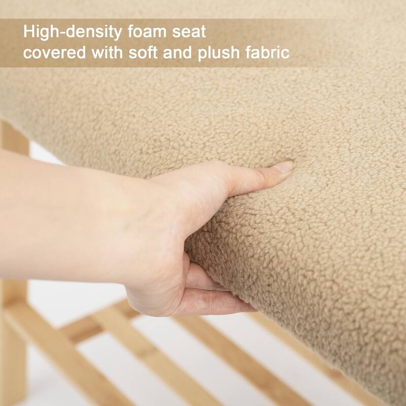 StorageWorks Tufted Bench, Entryway Bench with Shoe Storage Shelf - 36.22"x13.78"x17.72"