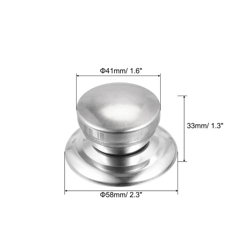 Universal Pot Lid Knob, Stainless Steel Replacement Knob 58x41x33mm, 2pcs - Silver Tone - Silver Tone