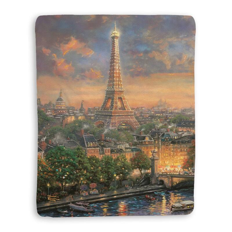 Thomas Kinkade Paris, City of Love Sherpa Throw Blanket By Laural Home