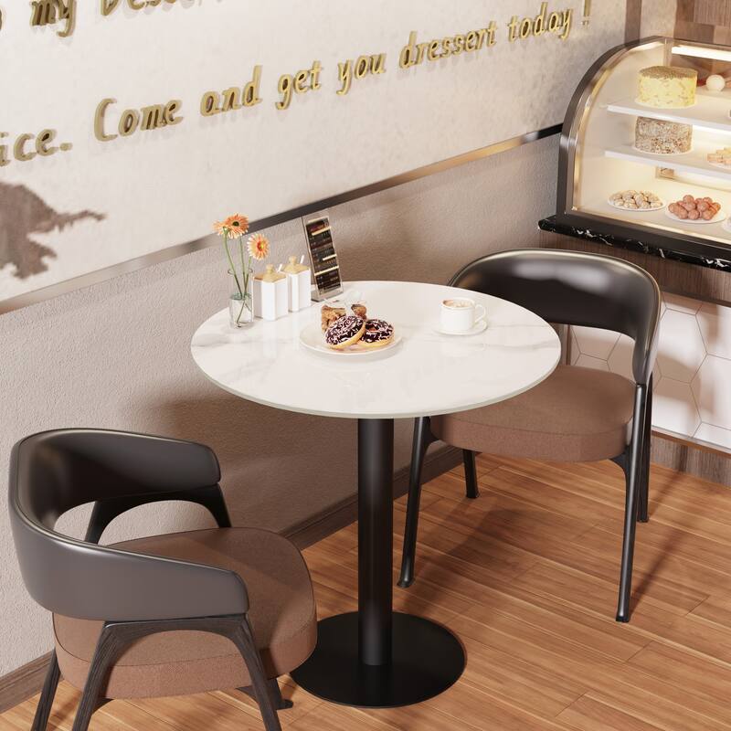 Round White Slate Top Heavy Duty Dining Bar Table