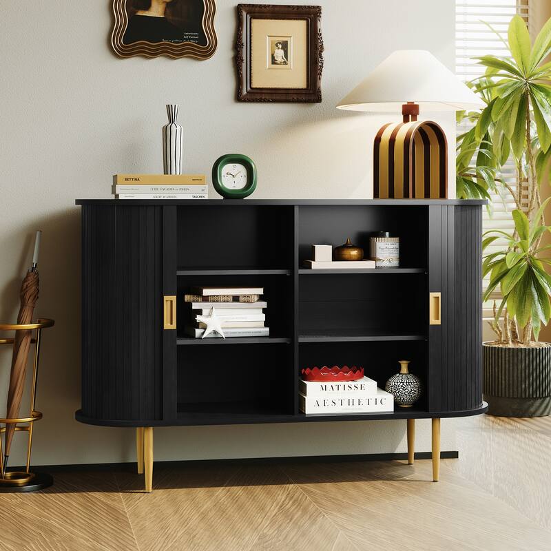 47.2'' Wood Tambour Door Sideboard Storage Cabinet