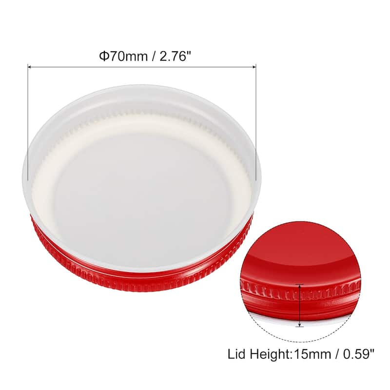 70mm Regular Mouth Tin Plate Mason Jar Lids for Canning Jars 12Pcs - Red - 70mm