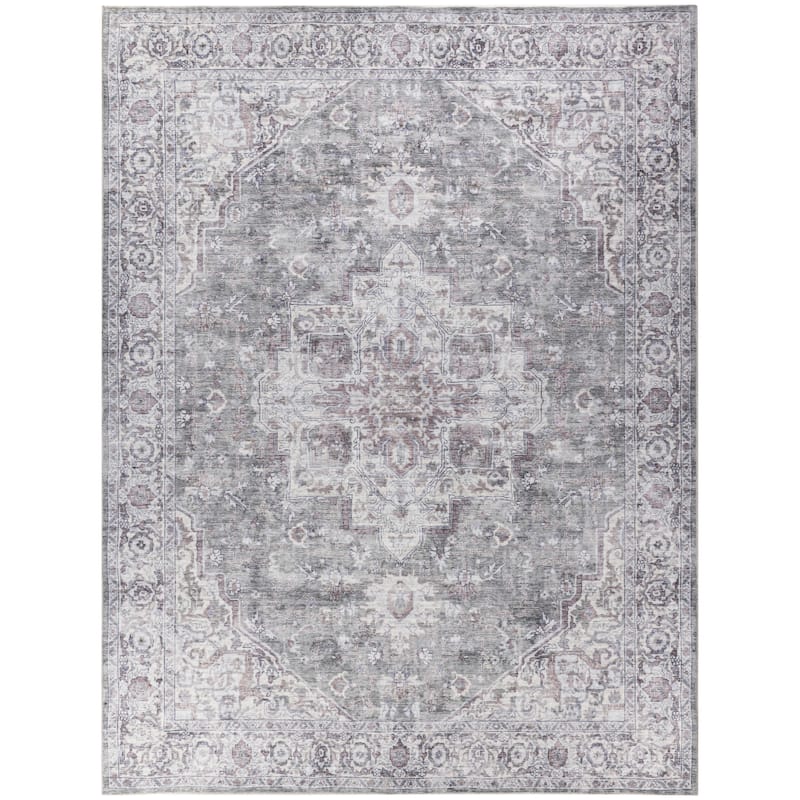 New Concept Washables Persian Boho Machine Washable Area Rug - 9' 2" x 12' - Ivory/Grey