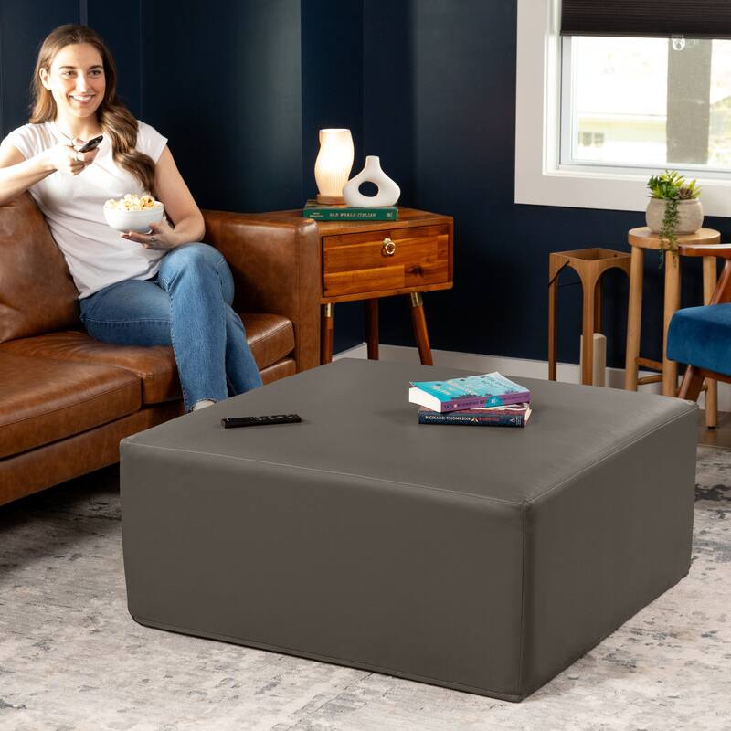 Jaxx Fairlie Couch Ottoman - Oversized Square Foam Coffee Table Ottoman