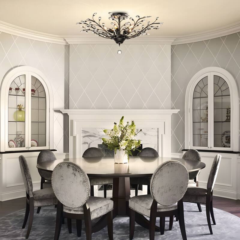 Starsky 5-Light Vintage Crystal Branch Semi-Flush Mount