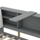 preview thumbnail 22 of 23, Twin Wooden Platform Bed Frame with Upholstered Storage Headboard