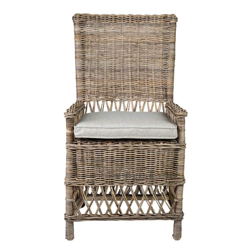 Handwoven Natural Rattan Cushioned Dining Chair by East at Main