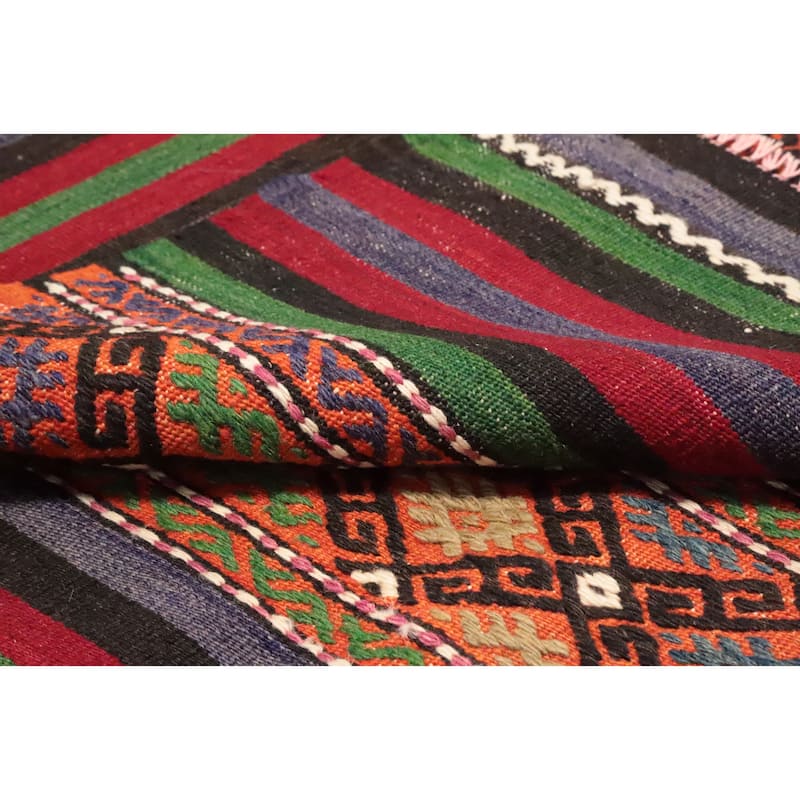 Hand Woven Oriental 100% Wool Carpet Southwestern Tribal Multi-Colored Kilim Area Rug - 10' 0'' X 5' 3''