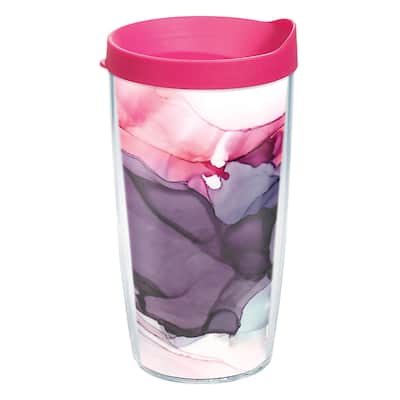 Tervis Inkreel Fluid Pink Made in USA Double Walled Insulated Travel Tumbler, Classic