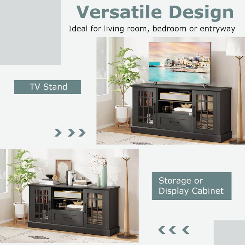 Costway Farmhouse TV Stand for TVs up to 70" Media Center with Glass - See Details