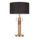 preview thumbnail 7 of 12, Carbon Loft Lupone Industrial Table Lamp with Black Drum Shade - N/A Antique Brass