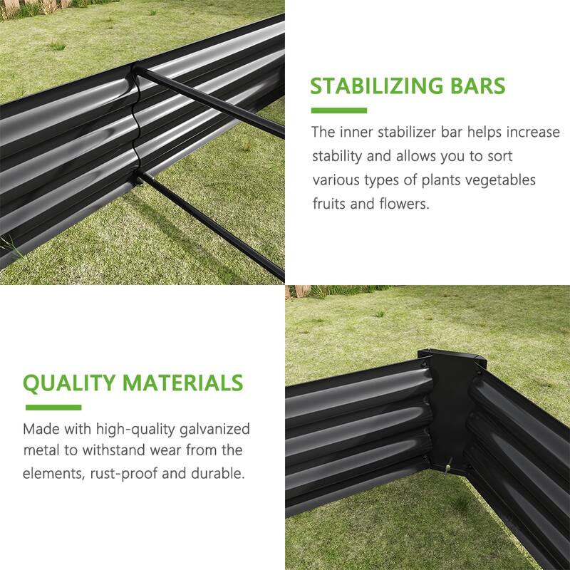 Outdoor Galvanized Metal Raised Garden Bed Kit - 6 x 3 x 1 ft