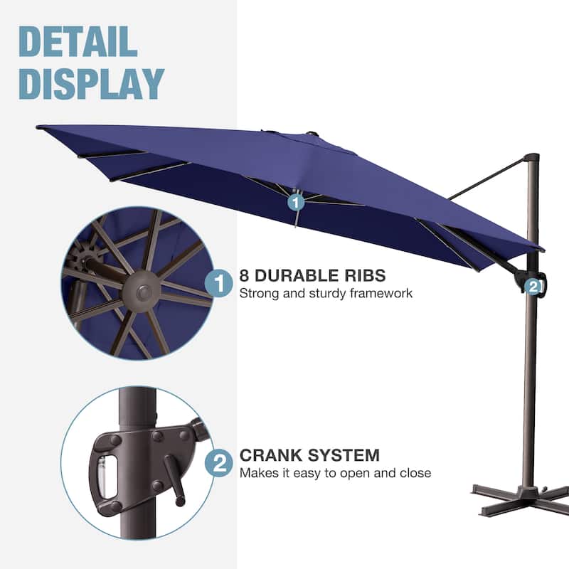 VredHom 9 x 12 FT Outdoor Patio Cantilever-Offset Umbrella with Wheel Base