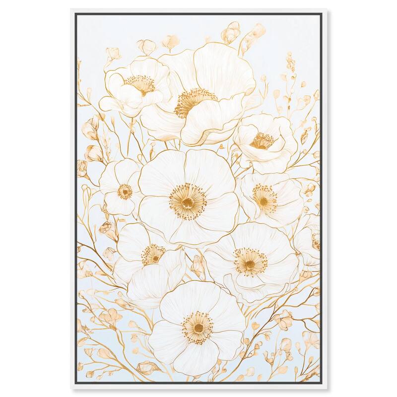 White and Gold Poppies II Canvas by Art Remedy - White - 24" x 36"