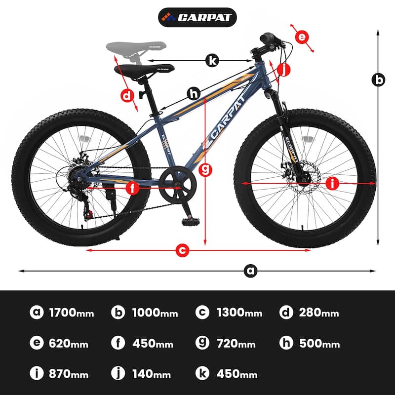7 Speeds Mountain Fat Tire Bike, Mountain Trail Bike Urban Commuter City Bicycle, High-Carbon Steel Frame for Adult, Youth