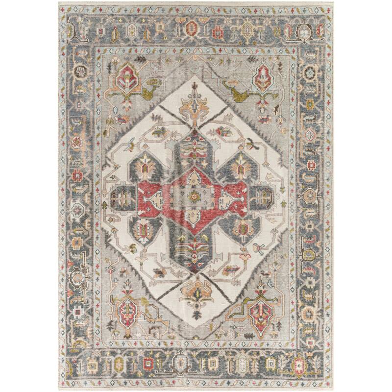 Idika Handmade Traditional Indoor/ Outdoor Area rug - 2' x 3' - Grey/Red