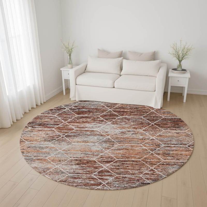Premium Washable Super Soft Geo Abstract Mayfield Rug - Paprika - 8' x 8'
