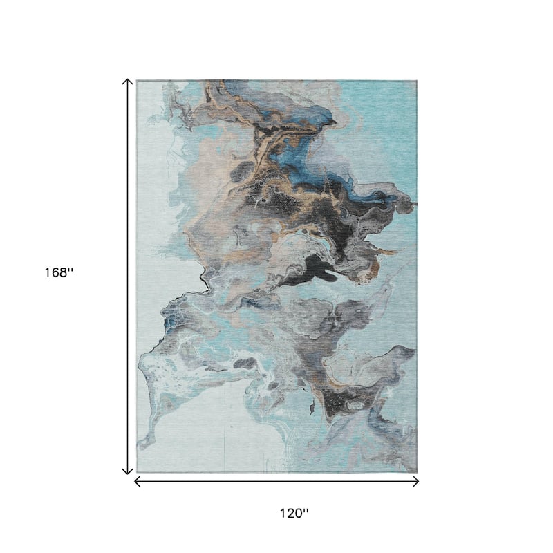 HomeRoots Abstract Modern Rectangle Outdoor Rug