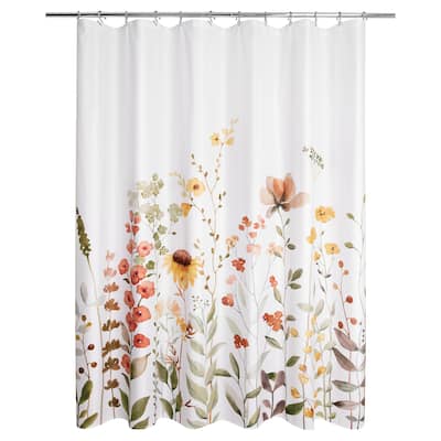 Wild Garden Polyester Fabric Printed Shower Curtain 70"x72"