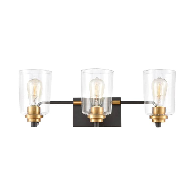 Elk Home Robins Matte Black With Clear Glass 3 Light Vanity Light